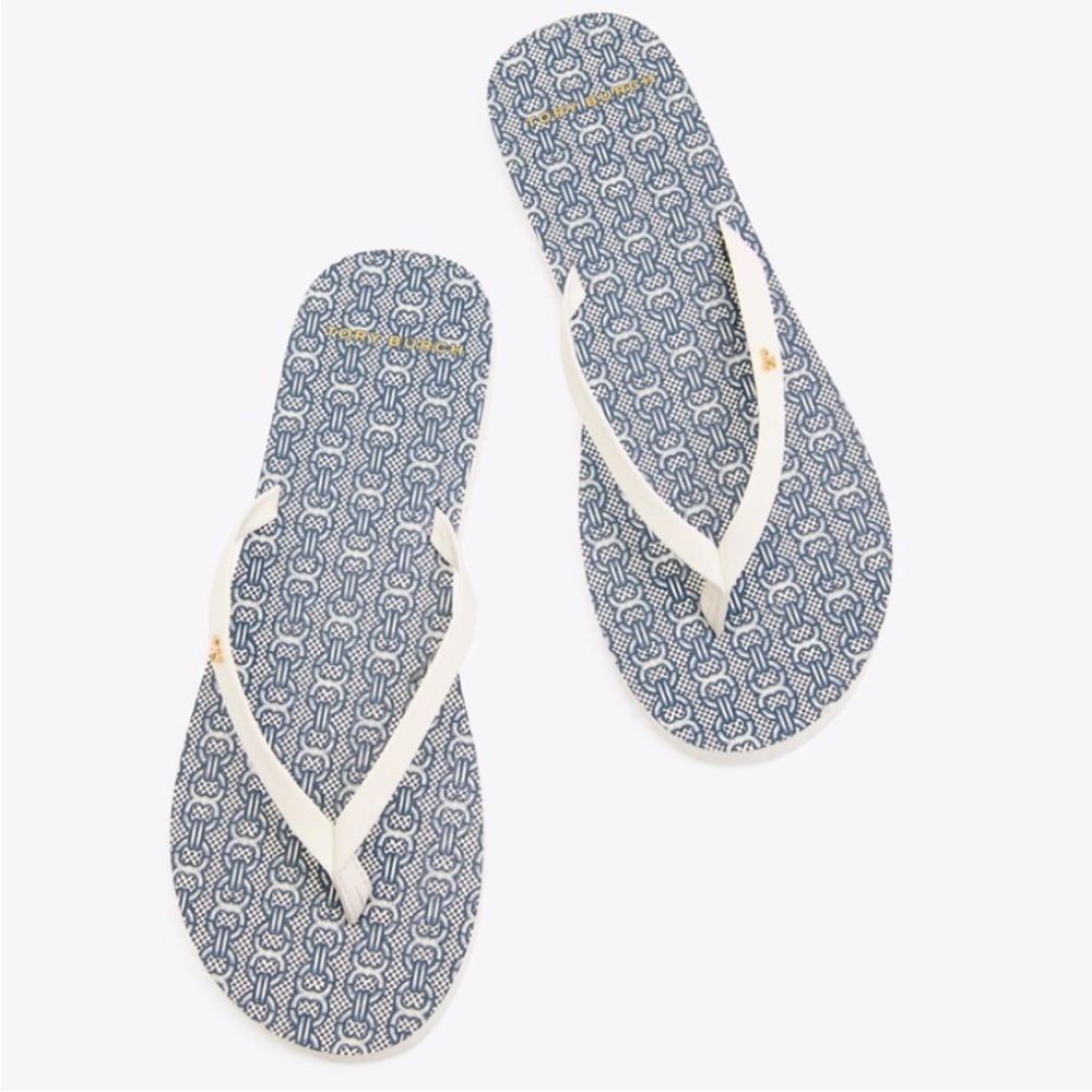 Tory Burch Blue and White Sandals